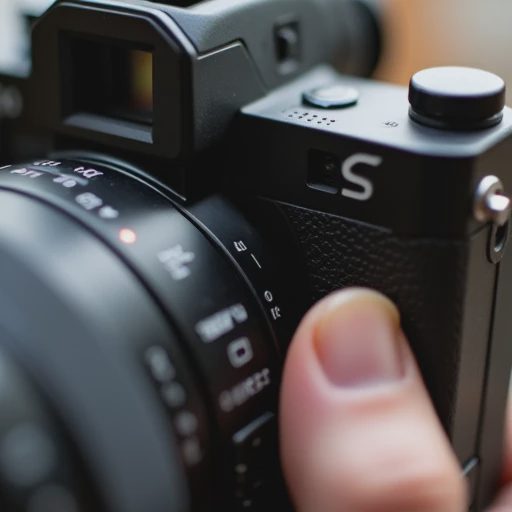 Close-up of a photographer's thumb using the camera joystick to manually override AI subject detection.