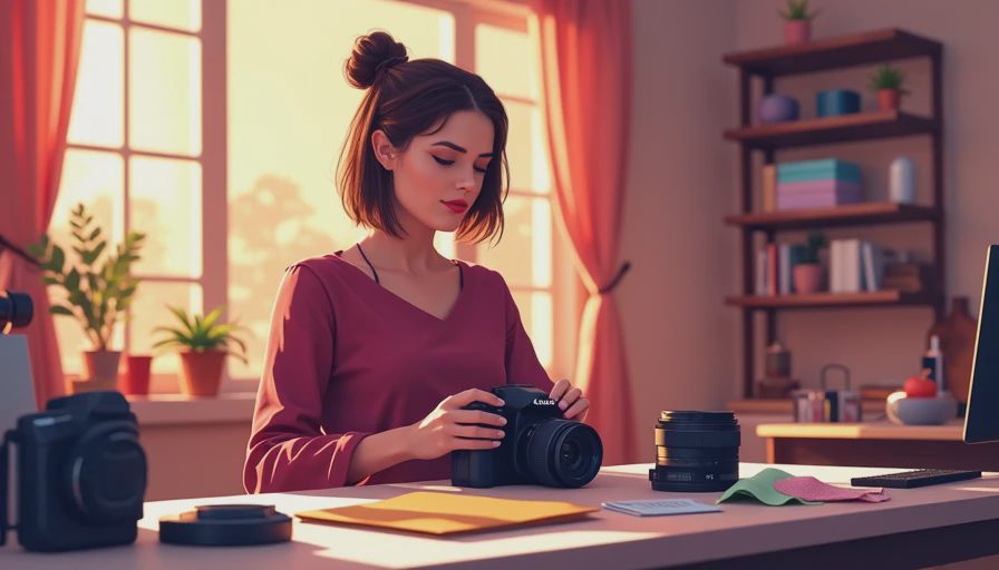 Visual context for how to clean a lens on a camera